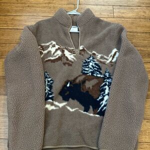 Old Navy Mountain Bison Fleece Quarter Zip